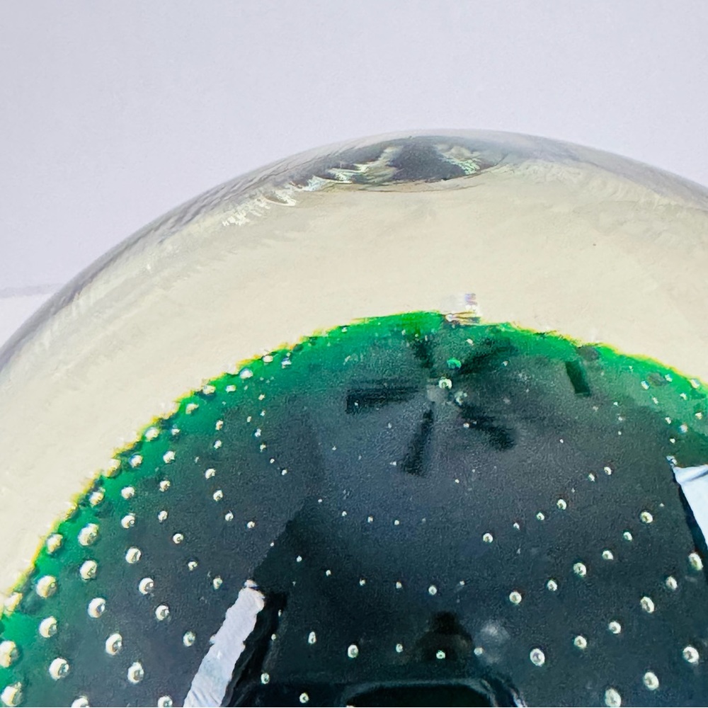 VTG Handblown Blown Glass Bubble Green Orb Paperweight - Picture 10 of 11
